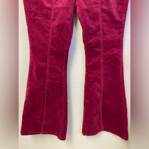 Forever 21 Velvet Flared Bell Bottom Pant XL 31x31 Dark Pink Y2K Hippie Festival - Picture 4 of 16